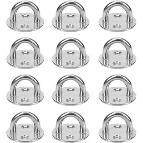 12 pezzi Piastra ad occhiello in acciaio inox M5 Piastra di ancoraggio in acciaio inox 304 Gancio ad occhiello Ganci da soffitto Staffa ad anello da parete per appendere oggetti Ganci di fissaggio
