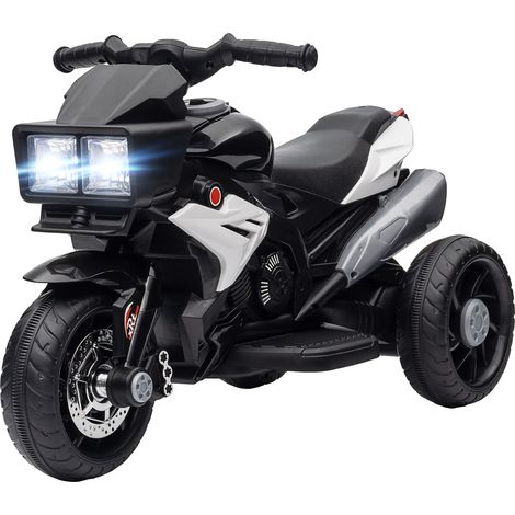 Moto électrique enfant avec musique, lumière, klaxon, pneus larges, vitesse 3 km/h noir
