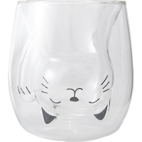 Tasse Chat Maneki Neko Blanc Verre Double Paroi Contenance 220 ml Tasse Café Thé Chocolat Chaud Cappuccino Mug Déco Japonaise Idée Cadeau Japon Asie (1/5)