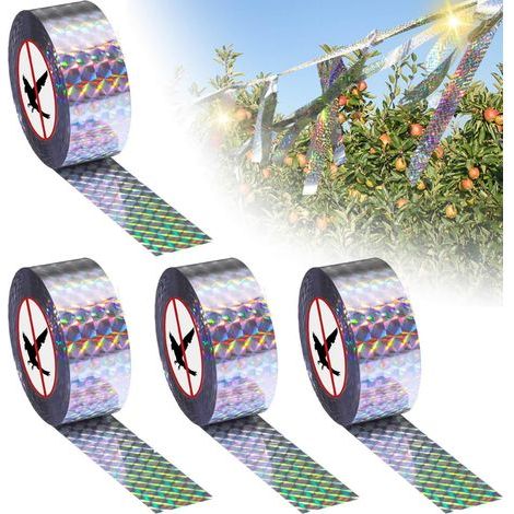 4X Palloncino Anti-Uccelli - Spaventapasseri da Appendere con Occhi Riflettenti e Strisce Fruscianti - Dissuasore per Uccelli per Storni, Corvi, Taccole, Piccioni (4 pezzi - Palloncino) (1/5)