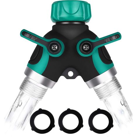Séparateur De Tuyau 2 Voies Arrosage Répartiteur De Robinet d'Eau Connecteur Rapide Adaptateur De Tuyau d'Arrosage Pour Robinet Jardin 3/4" Connecteur De Tuyau En Y 2 Voies Avec Vanne d'Arrêt (1/4)