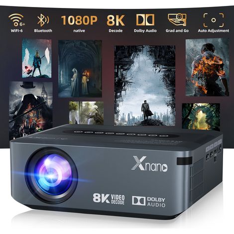 X1 4K Kompatibler Videoprojektor, Full HD 1080P Android 9, WiFi 2.4/5G, BT 5.0, Elektr. Keil, Dolby Audio, Grau