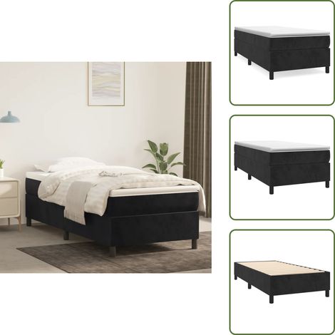 Bettgestell Schwarz 90x200 cm Samt - Samtbett - Doppelbett - Boxspringbetten - Bettgestell Schwarz - Schlafzimmer Dekoration (1/5)
