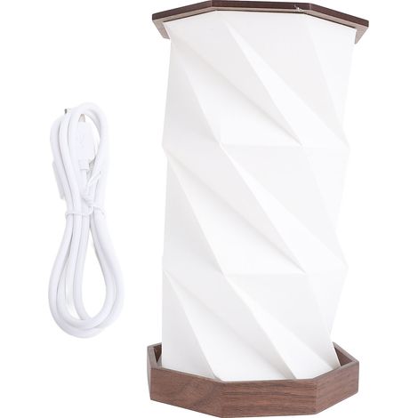 Lampe de table de chevet à intensité variable, alimentée par piles, lanterne rotative en papier pliable pour la maison, le bureau, la chambre à coucher, le salon, couleur bois (1/5)