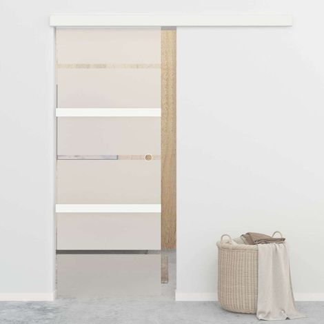 vidaXL Porte coulissante Verre ESG et aluminium 76x212 cm Argenté (1/5)