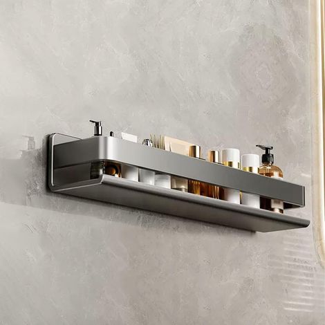 Estantería de pared de acero inoxidable para baño y ducha (Color: Gris, Tamaño: 50 cm) (1/5)