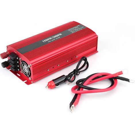 Onduleur de voiture 1500W continu, 12V CC vers 220V CA, puissance crête 3000W, convertisseur avec double port USB (220V AU) (1/5)
