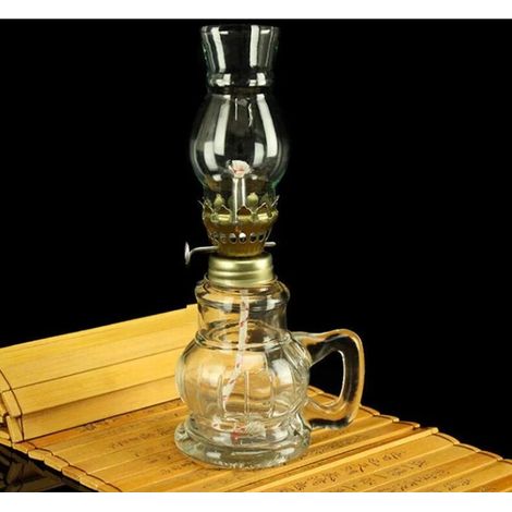 MINKUROW Lampada A Olio Retrò Nostalgica Lampada A Cherosene Paralume In Vetro Decorazione D'interni Lanterna Per Illuminazione Di Emergenza (18cm) (1/5)