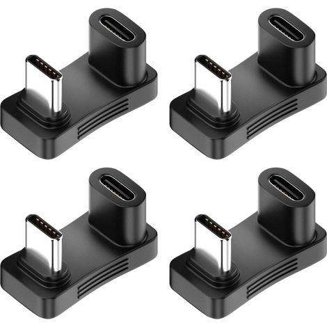 4PCS Adaptateur USB C 180°, USB C Coudé à 180 Degrés, Connecteur USB C Forme U, Coude USBC pour Charge et Transmission de Données, Vidéo 4K@60Hz, Adaptateur USB C U Adapter 180 Grade pour Tablette (1/5)