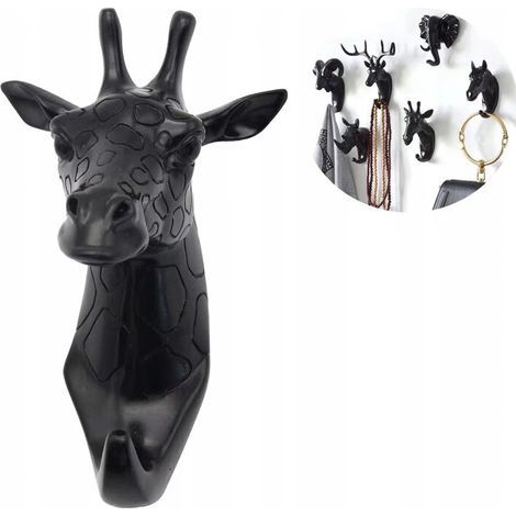 Garderobenständer und Kleiderbügel Handtuchhalter Wandhaken Tiergarderobe Schlüssel Schwarze Giraffe ( (1/5)