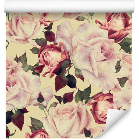 Papier peint vintage aquarelle fleurs et roses 50x1000 cm (1/5)