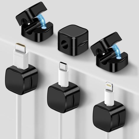 Magnetic Cable Holder Strong Adhesive Magnetic Cable Holder Organizer for Charging, Home, Office, Car Black (1/5)