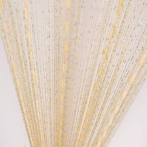 String Curtains 100 x 200 cm Drapery Drops Chain Studio Window Wall Door Wedding Party, Beige (1/2)