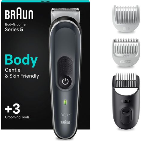 Tondeuse Electrique Pour Le Corps Series 5 5340, Pour Homme, Torse, Aisselles, Aine, Parties Intimes Et Sensibles, Stylisation, Sabots Pour Longueurs 3-11 mm, SkinShield, Rasage Rapide Et Doux (1/5)