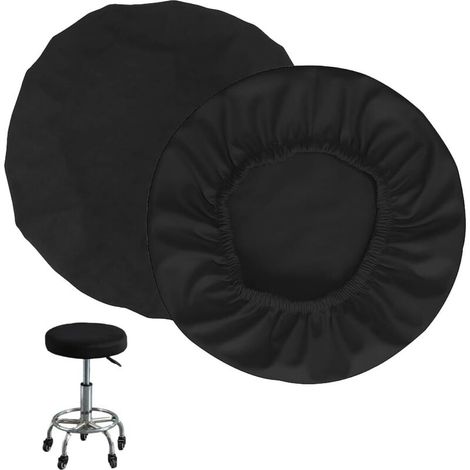 Round Swivel Cover 28-35cm - 2 Pieces Elastic Polyester, Dustproof and Breathable for Bar, Office, Living Room, Home (Black) (1/5)