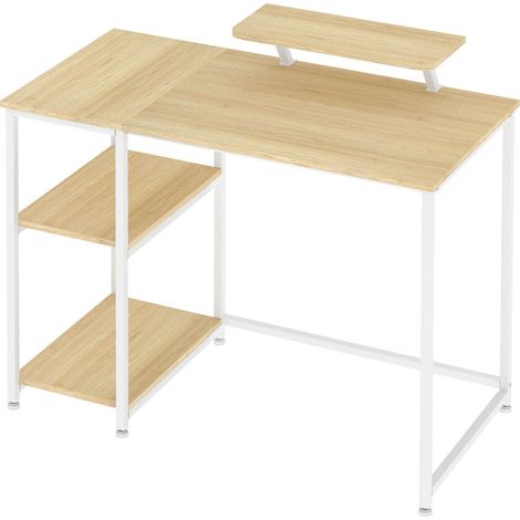Levede Computer Desk Home Office Table with Storage Shelves Monitor Stand Oak
