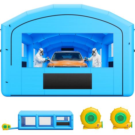 Cabine de Peinture Gonflable 8,5x4,5x3 m Souffleurs de 750W+950W Bleu, Tente de Pulvérisation Portable avec Filtre en Coton, Toit Arqué, pour Pickup de Taille Pleine et Petit Bateau à Moteur (1/5)