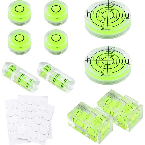 10 Pcs Mini Niveau à Bulle Rond et Carré - Niveau Horizontal de Précision pour Appareils Photo, Trépied, Phonographe (1/5)