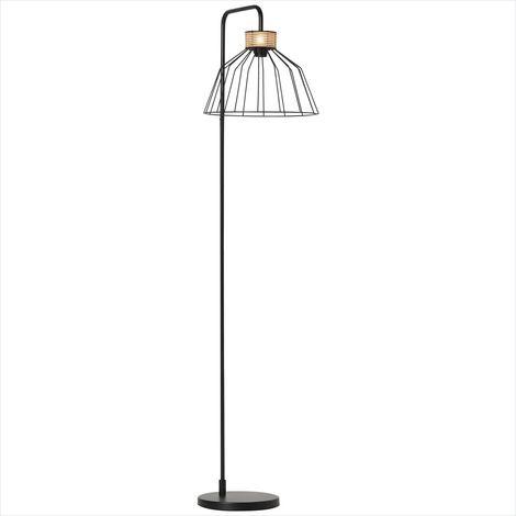 Lampe de table Lampe sur pied en métal noir avec rotin (1/5)