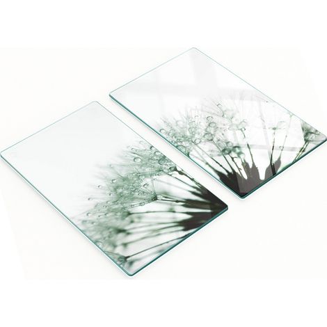 Tablas de vidrio decorativas multifuncionales para cocina con dise帽o de dientes de le贸n, 2x30x52 cm.