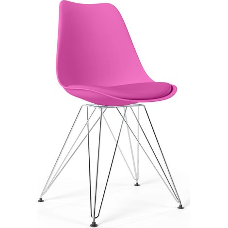 Dining Chair with Cushion - Scandinavian Design and Black Metal Legs - Skögur