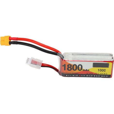 Batterie LiPo 11.1V 1800mAh RC haute capacité portable avec fiche XT60, pack de cellules pour modélisme (1/5)