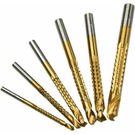 Foret HSS 6 pièces revêtu titane perceuse électrique pour plastique métal trou rainurage scie charpente outillage bois (1/5)
