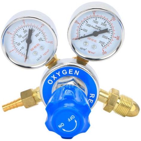 Réducteur de Pression d'oxygène en Laiton Double Voie régulateur de Pression de soudage oxycoupage Débitmètre La réduction Outils Guage (1/5)