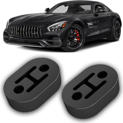 Lot de 2 supports universels en caoutchouc pour pot d'échappement de voiture - Caoutchouc noir - 72 x 47 x 21 mm - pour la protection du système d'échappement de votre voiture (1/5)