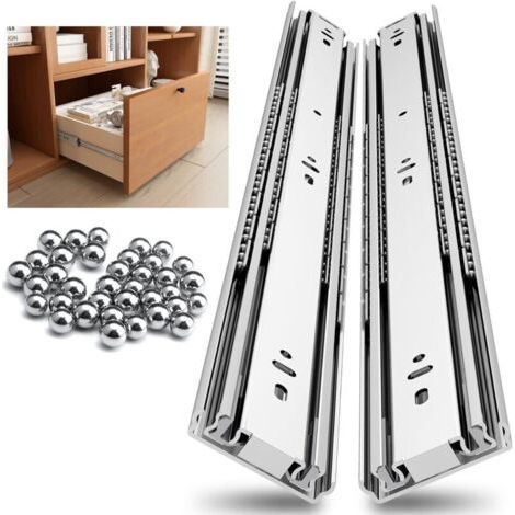 NECILO Glissières de tiroir 350mm, Sans Serrure, Capacité de Charge de 68kg, Coulisse à Billes à Extension Totale, Montage Latéral, 1 Paire (1/4)