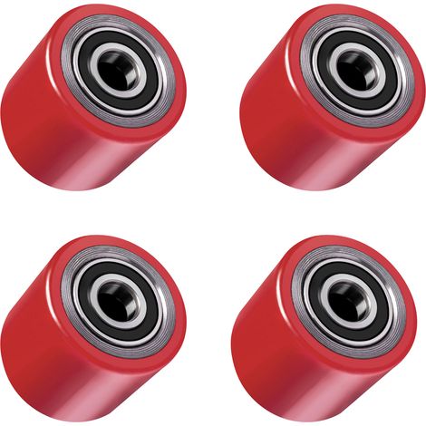 Lot de 4 Roulettes de Transpalette Polyuréthane PU 82 x 60 mm, 550 kg Max noyau acier inoxydable, axe de 20 mm avec roulement à billes double montageaxe Roue pour matériel d'atelier chariots manuels