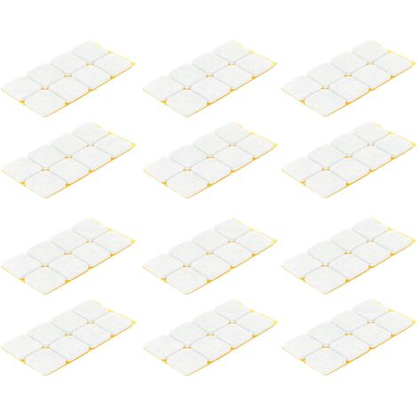 100x patin de pied meuble feutre carré 25x25 autocollant adhésif blanc chaise table