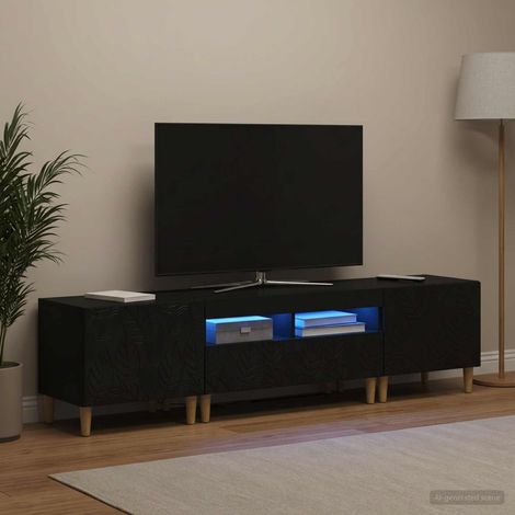 vidaXL Ensemble de 3 Meubles TV LED DELFT Noir Bois d'ingénierie (1/5)