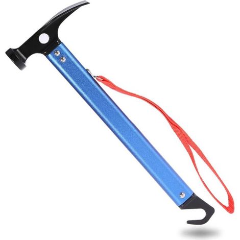 Marteau Pour Piquet - 1 Unité - Acier Et Aluminium - Extracteur Multifonction - Camping Randonnée - Bleu (1/5)