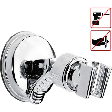 Support de pommeau de douche réglable - Support de douchette à ventouse - Amovible et réglable en hauteur - Argent (matériau ABS) (1/5)