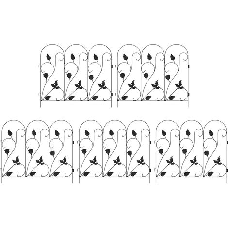 vidaXL  Garden Fence  5 pcs Black Steel