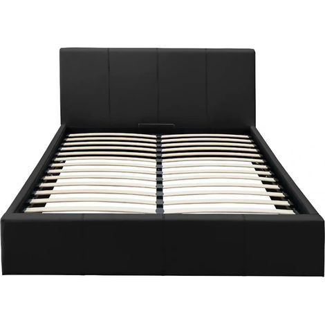 Lit coffre 2 places 160x200 cm BASTIEN simili cuir sommier inclus (1/5)