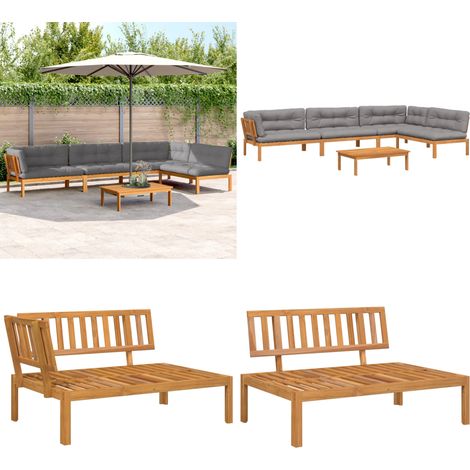 5-tlg. Garten-Sofagarnitur aus Paletten mit Kissen Akazienholz - Gartensorgsatz - Esszimmergarnitur - Gartenmöbelset - Outdoor Möbel - Balkonmöbel - Home & Living (1/5)