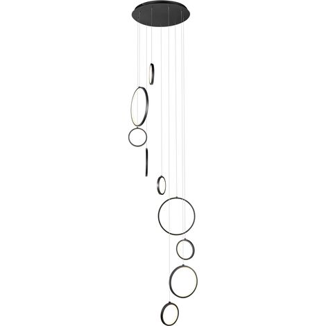 QAZQA Design Pendant Lamp Black 9-Lights Incl. LED 3-Step