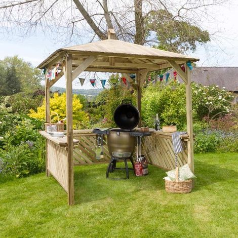 Zest Broxton Wooden Garden Gazebo Shelter Arbour Canopy Roof BBQ
