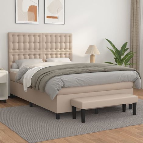 Boxspringbett Matratze Cappuccino-Braun 140x200cm Kunstleder (1/5)