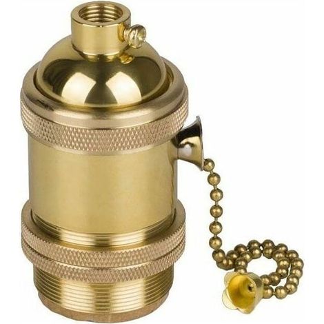 Douille vintage E27 en laiton – Interrupteur à chaîne – Compatible ampoules Edison – Tension 110V-250V – Puissance max 60W (1/5)