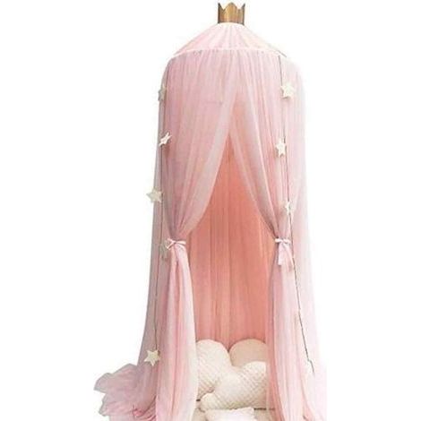Moustiquaire (Ciel de lit) - Tente de dôme étoilée - Rose - Diamètre 60 cm - Longueur 240 cm (1/5)