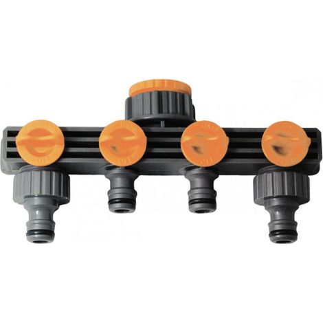 Distributore a 4 rubinetti 1 Pollice per irrigazione: 2 innesto diretto +2 innesto rapido 3/4M