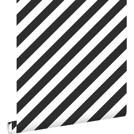 papier peint à rayures noir et blanc  - ESTAhome (1/5)