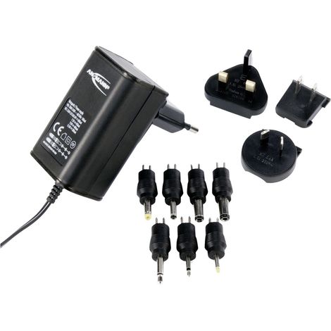 Ansmann 1209-0000 Steckernetzteil, einstellbar 3 V/DC, 4.5 V/DC, 5 V/DC, 6 V/DC, 7.5 V/DC, 9 V/DC, 1