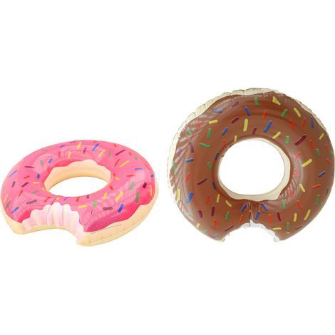 Set di 2 salvagenti gonfiabili a forma di ciambella per adulti, realizzati in PVC spesso, lunghi 120 cm. (1/5)