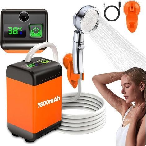 Douche de Camping Portable 7800mAh pompe de douche electrique rechargeable avec tuyau, intelligent de température et pression d'eau (1/5)
