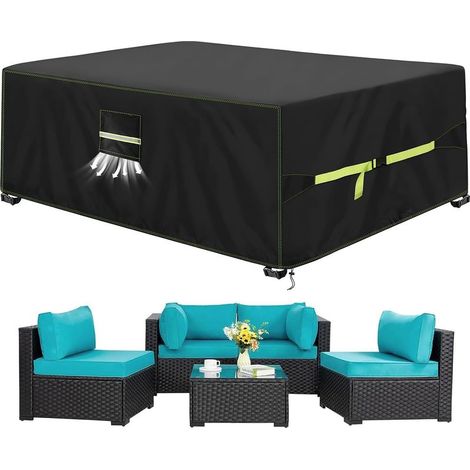 Housses pour Mobilier de Jardin, 420D Oxford Tissu Housse Salon de Jardin Exterieur 300x200x90cm Bache De Protection avec Grilles D’aération imperméable, Coupe-Vent, Anti-UV, Indéchirable (1/5)