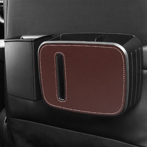 Poubelle Voiture Amovible, Sac Poubelle Suspendu Dossier Siège Auto, Boîte Rangement Déchets Marron (1/5)